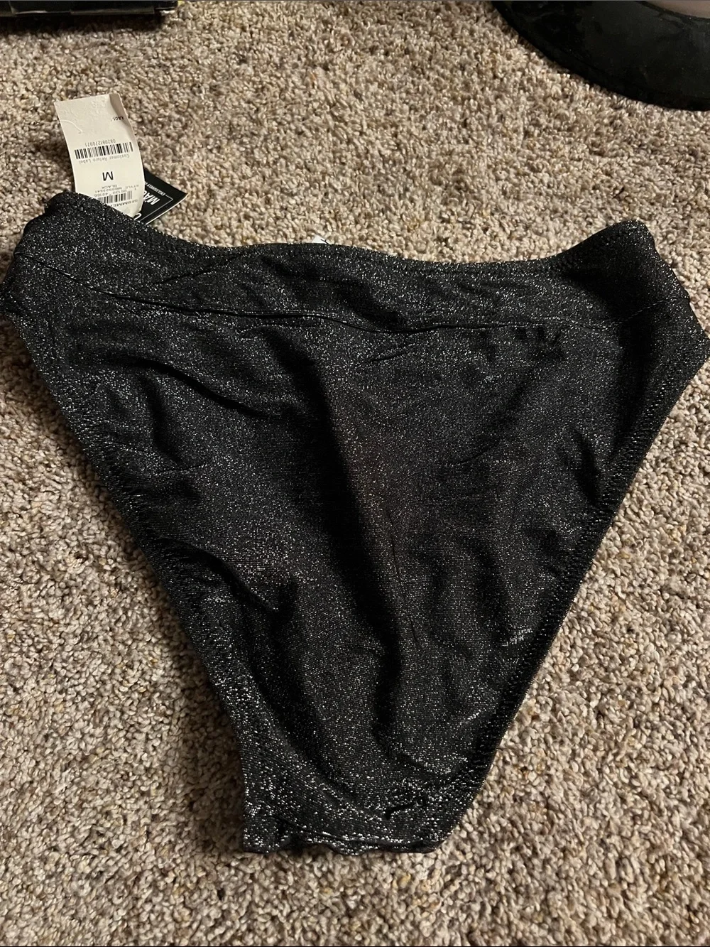 Bar III Black Metallic Bikini Bottoms